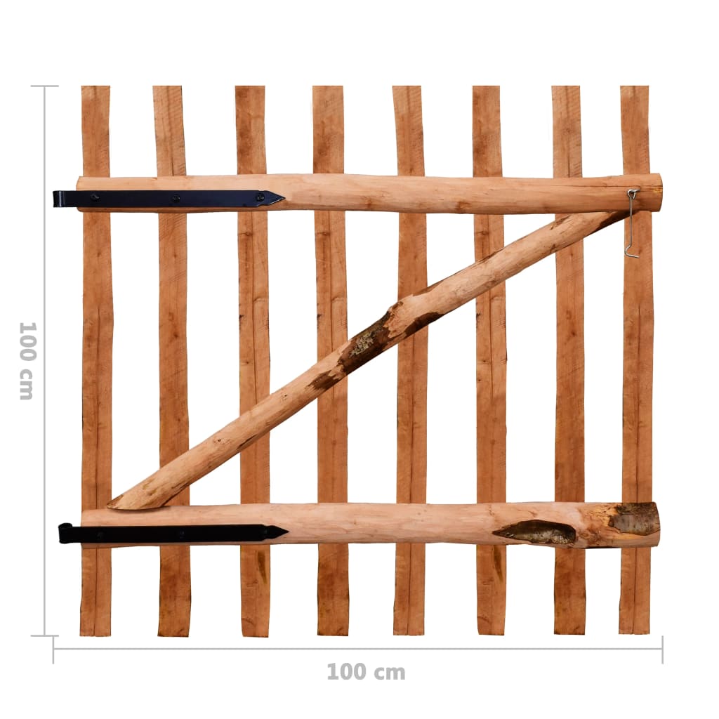 Jednostruka vrata za ogradu od drva lješnjaka 100 x 100 cm
