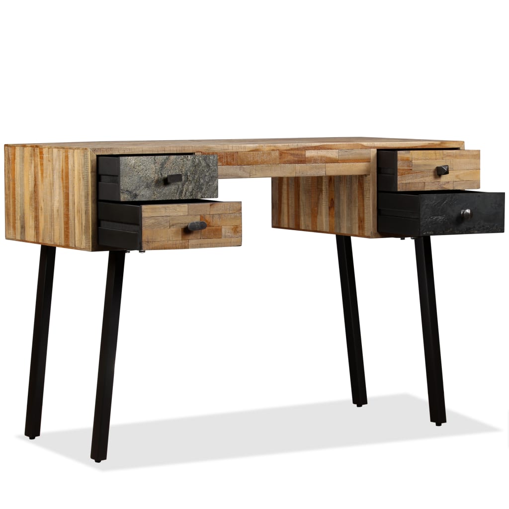 Pisaći Stol od Masivne Obnovljene Tikovine 110x50x76 cm