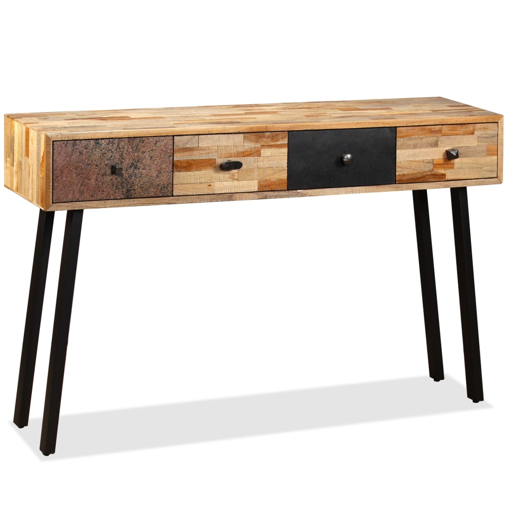 Konzolni Stol od Masivne Obnovljene Tikovine 120x30x76 cm