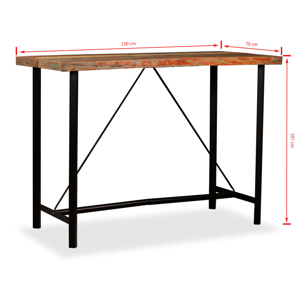 Barski stol od masivnog obnovljenog drva 150x70x107 cm