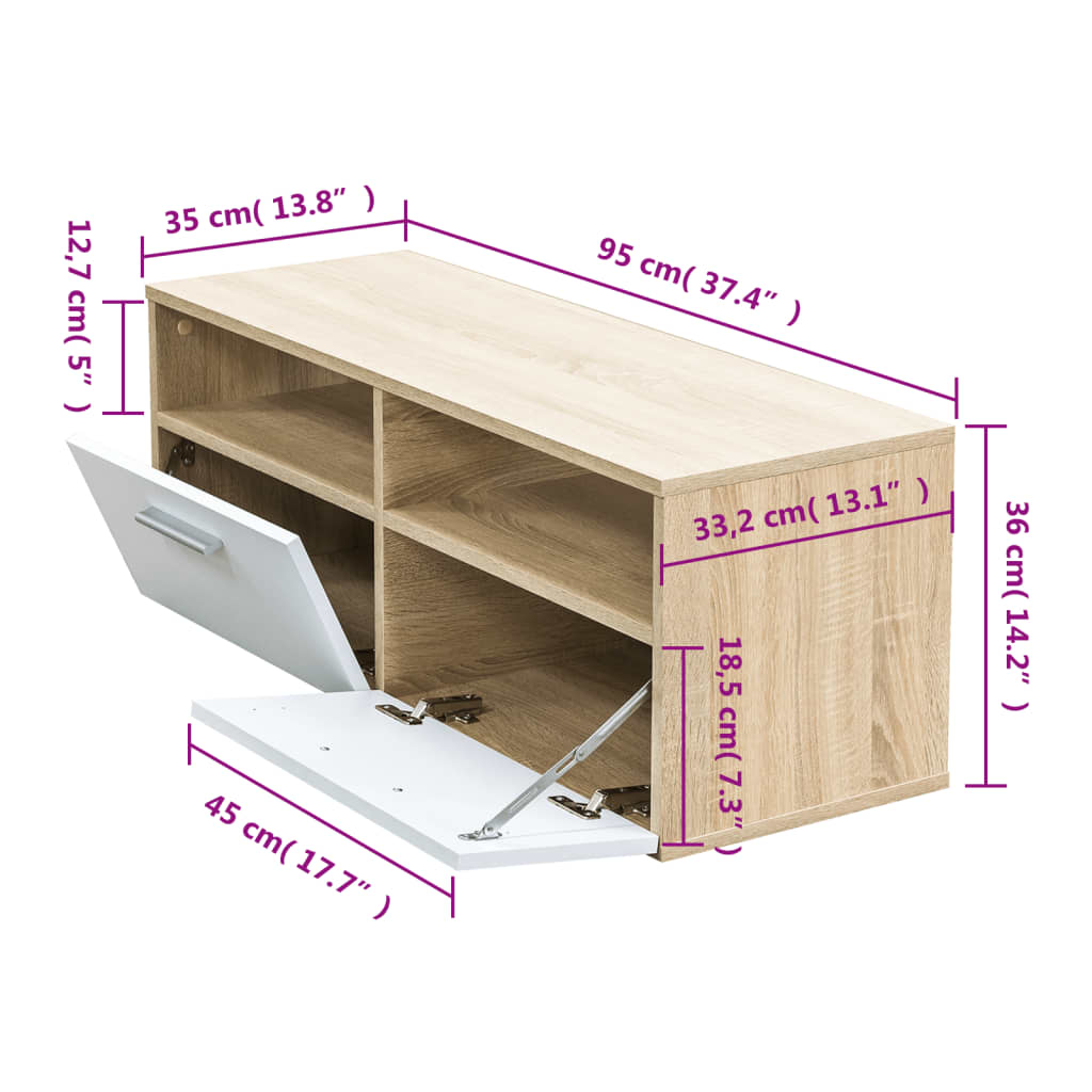 TV Ormarić od Iverice 95x35x36 cm Boja Hrasta i Bijela
