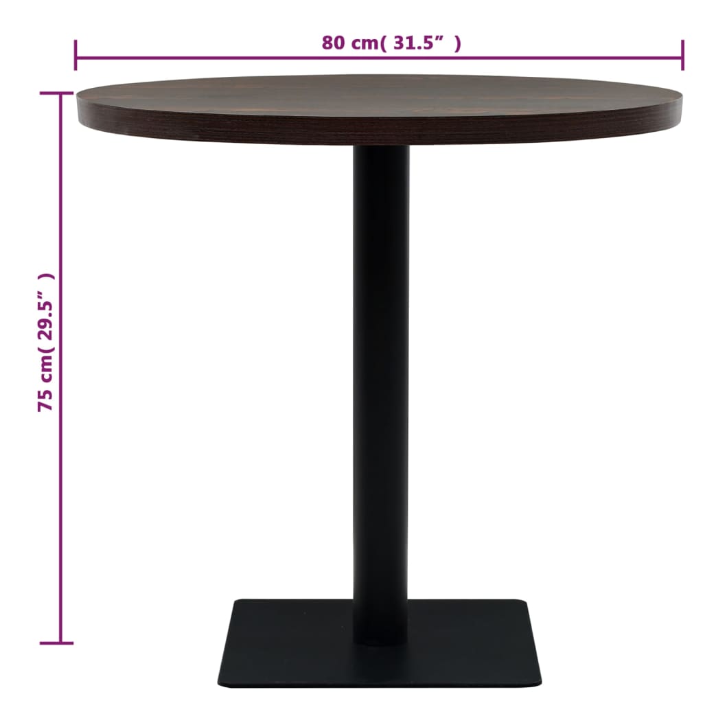 Okrugli stol za bistro od MDF-a i čelika 80x75 cm tamni pepeljasti