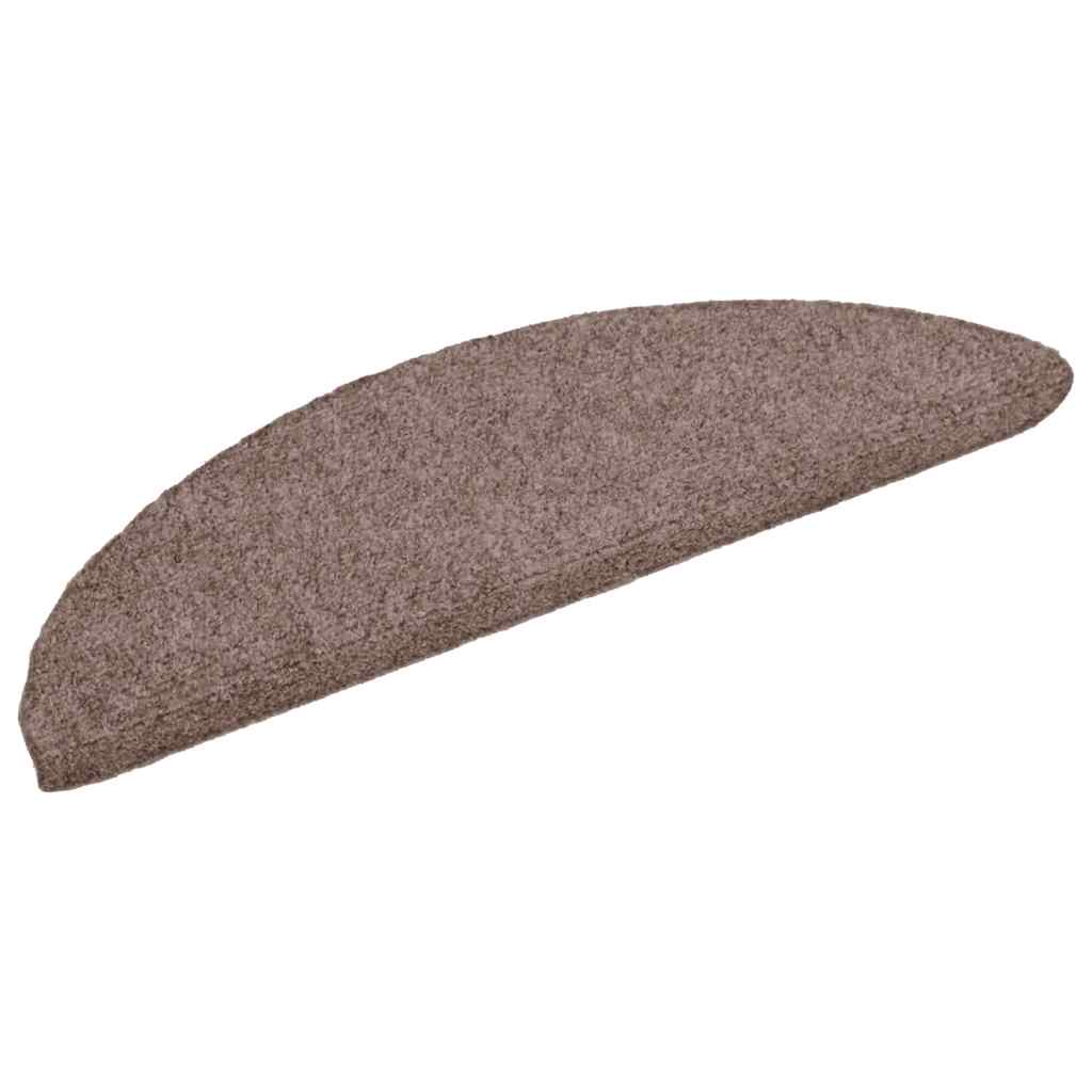 Prostirke za stepenice, samoljepljive, 15 kom, 56x17x3 cm, svijetlosmeđe, poluokrugle