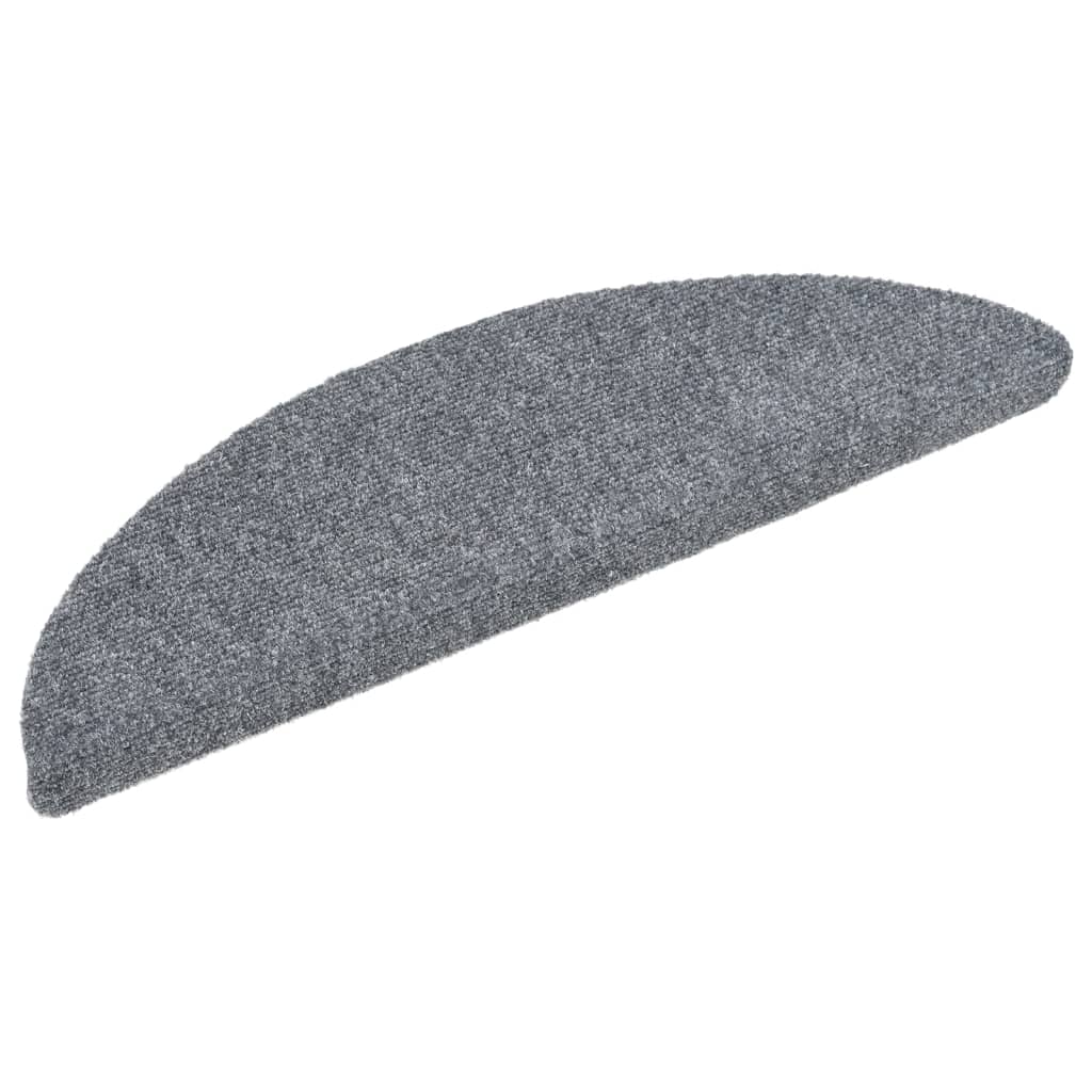 Prostirke za stepenice, samoljepljive, 15 kom, 56x17x3 cm, svijetlo sive, poluokrugle