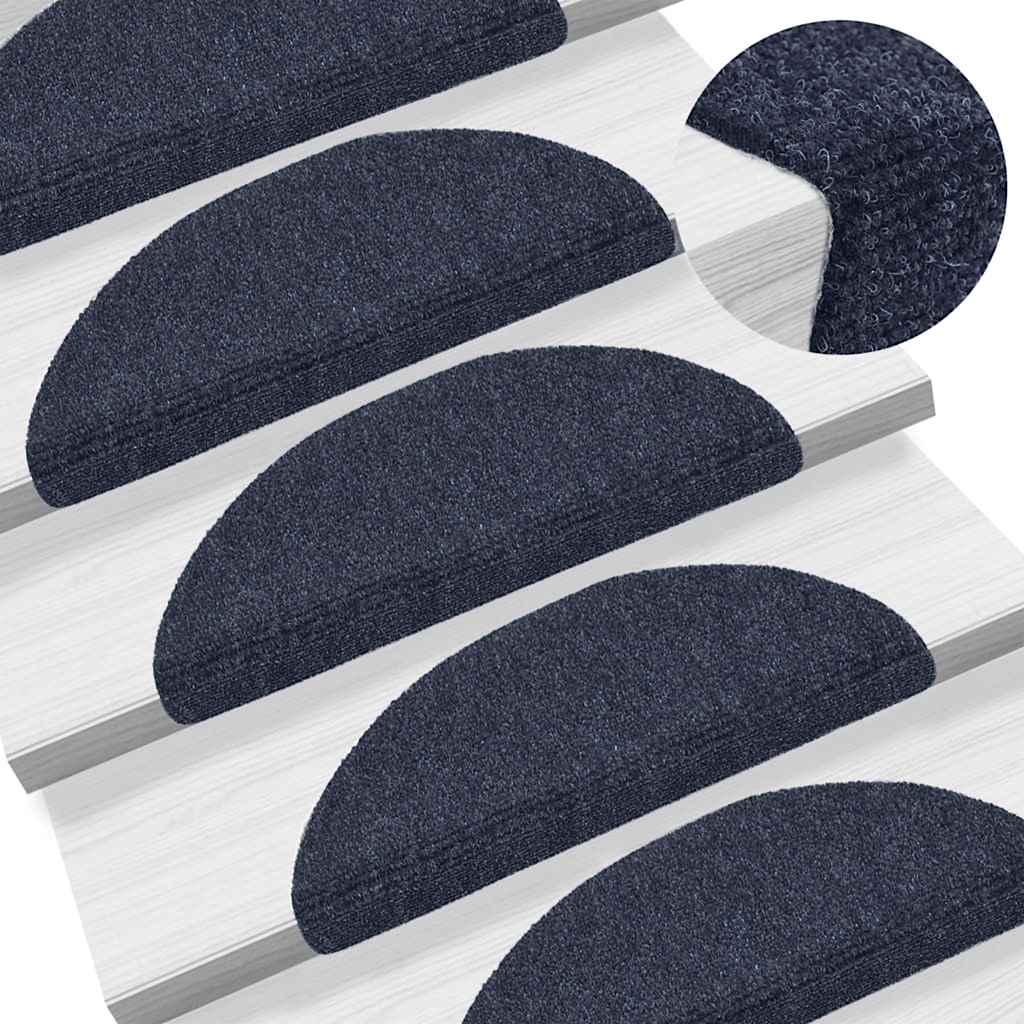 Prostirke za stepenice samoljepljive 15 kom 56x17x3 cm plave poluokrugle