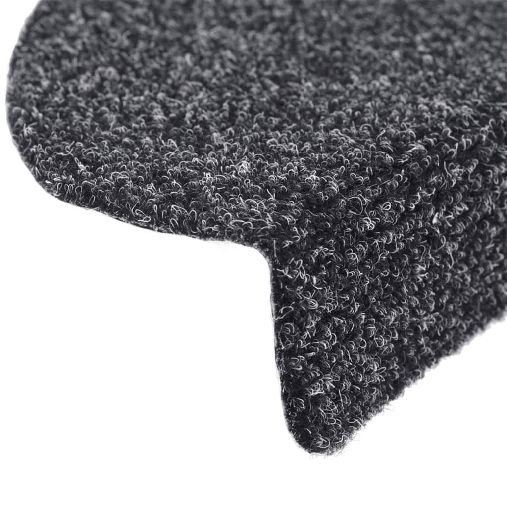 Prostirke za stepenice, samoljepljive, 15 kom, 65x21x4 cm, tamno sive, poluokrugle, velike