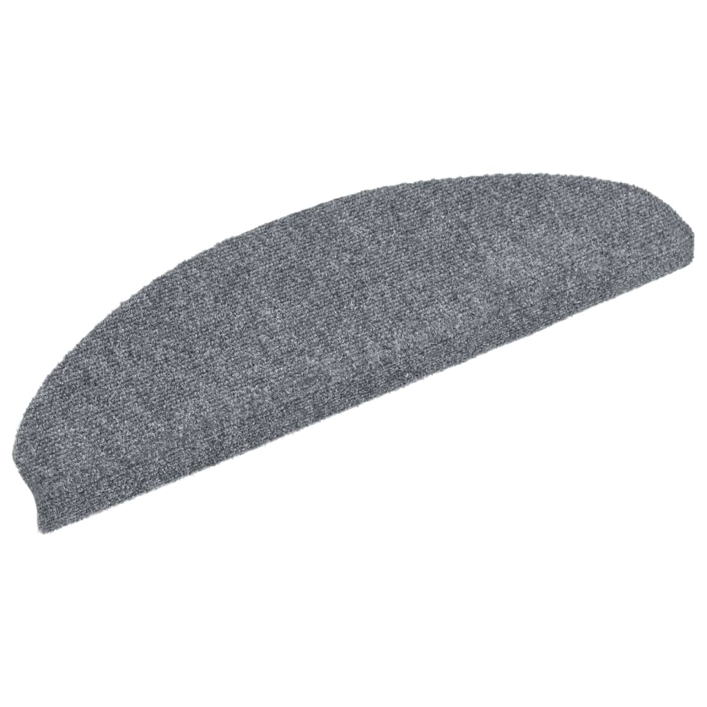 Prostirke za stepenice, samoljepljive, 15 kom, 65x21x4 cm, svijetlo sive, poluokrugle, velike