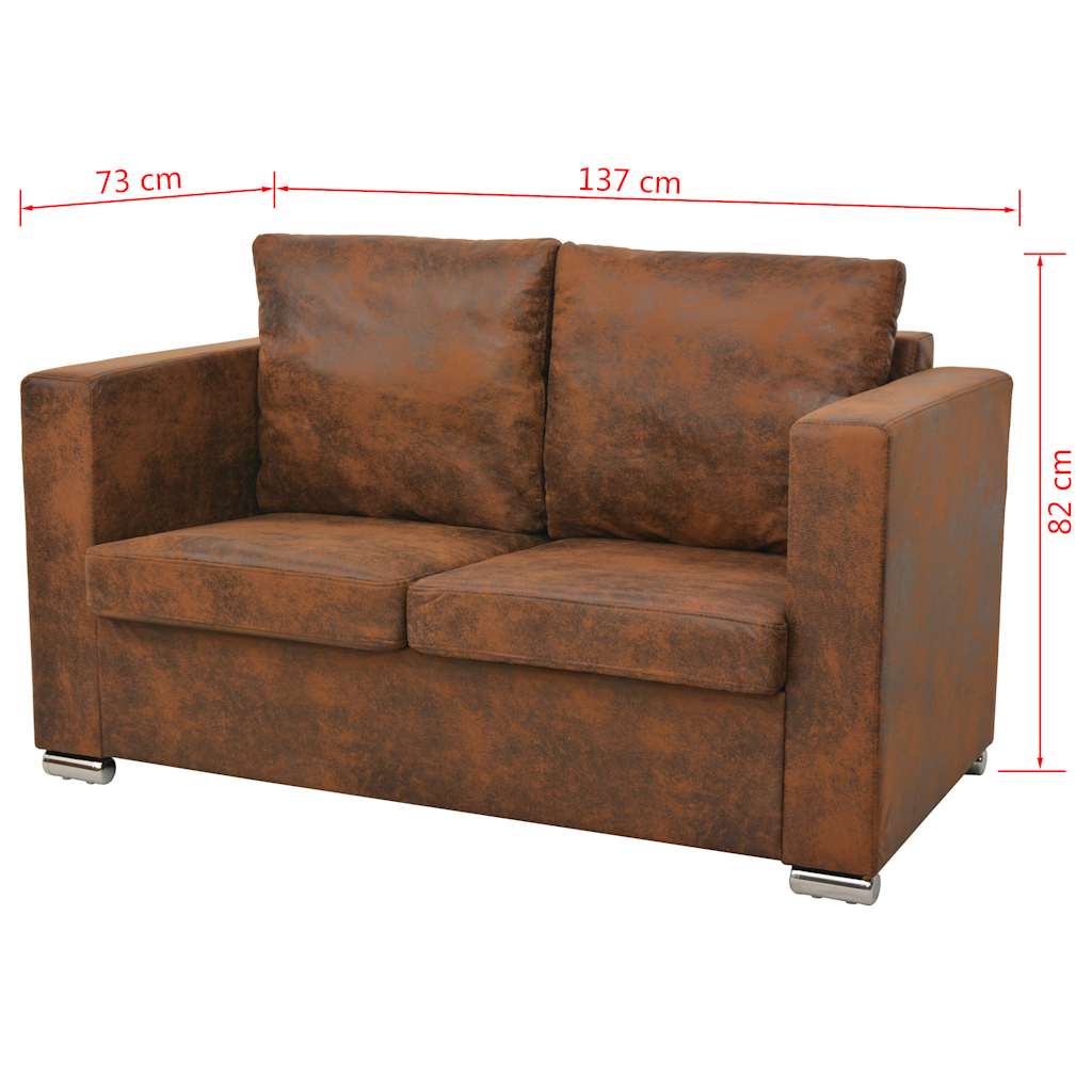 3-dijelni set sofa od umjetne brušene kože