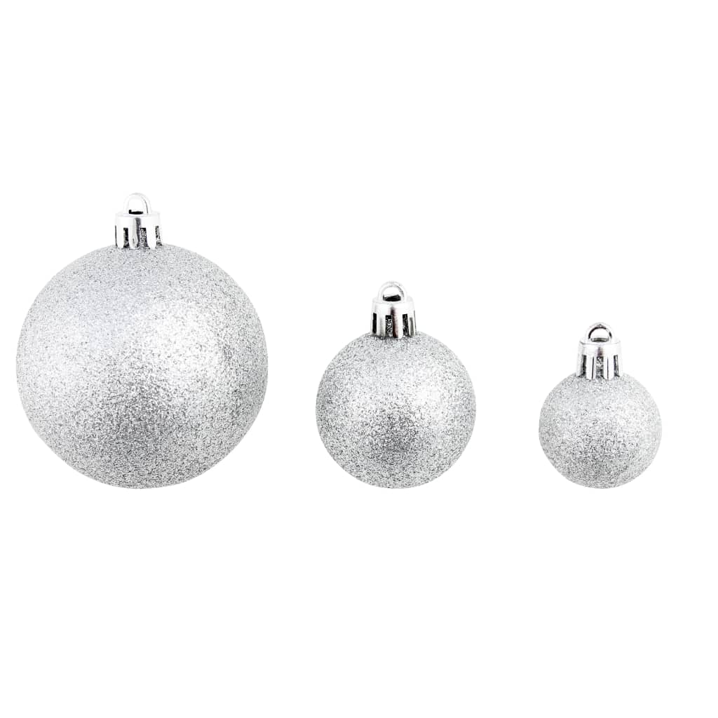 Set božićnih kuglica 100 komada 3/4/6 cm srebrni