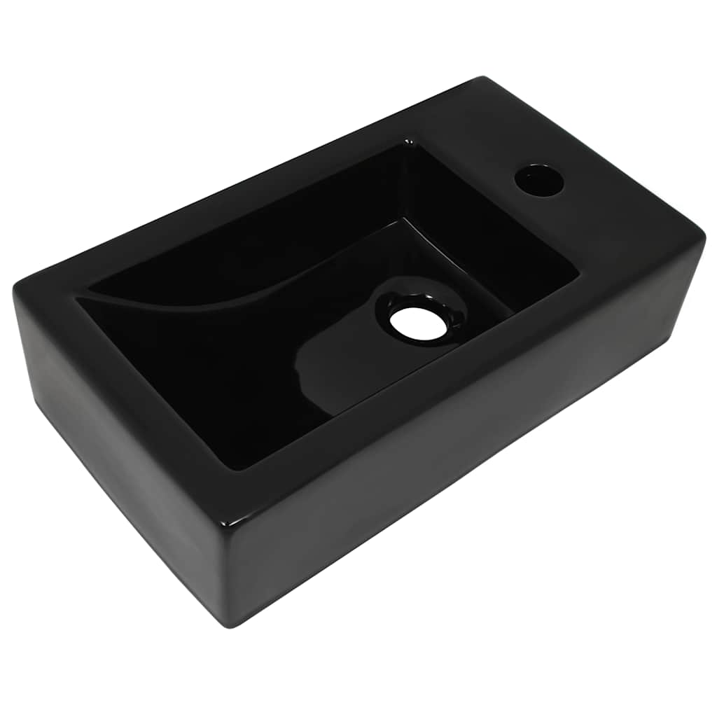 Umivaonik s otvorom pravokutni keramički crni 46x25,5x12 cm