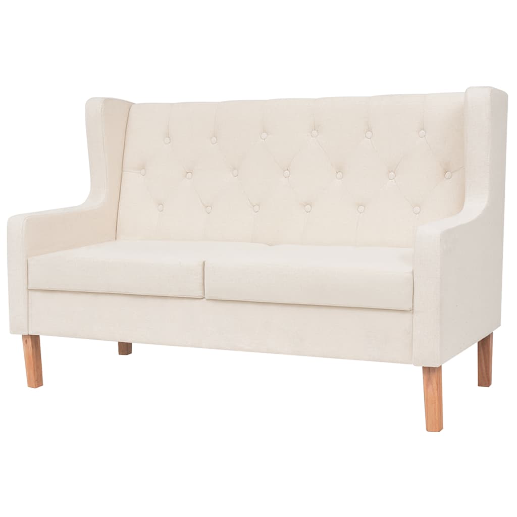 2-dijelni set sofa od tkanine krem bijeli
