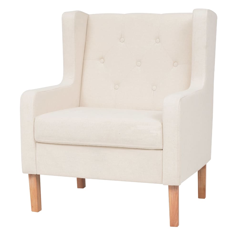 2-dijelni set sofa od tkanine krem bijeli