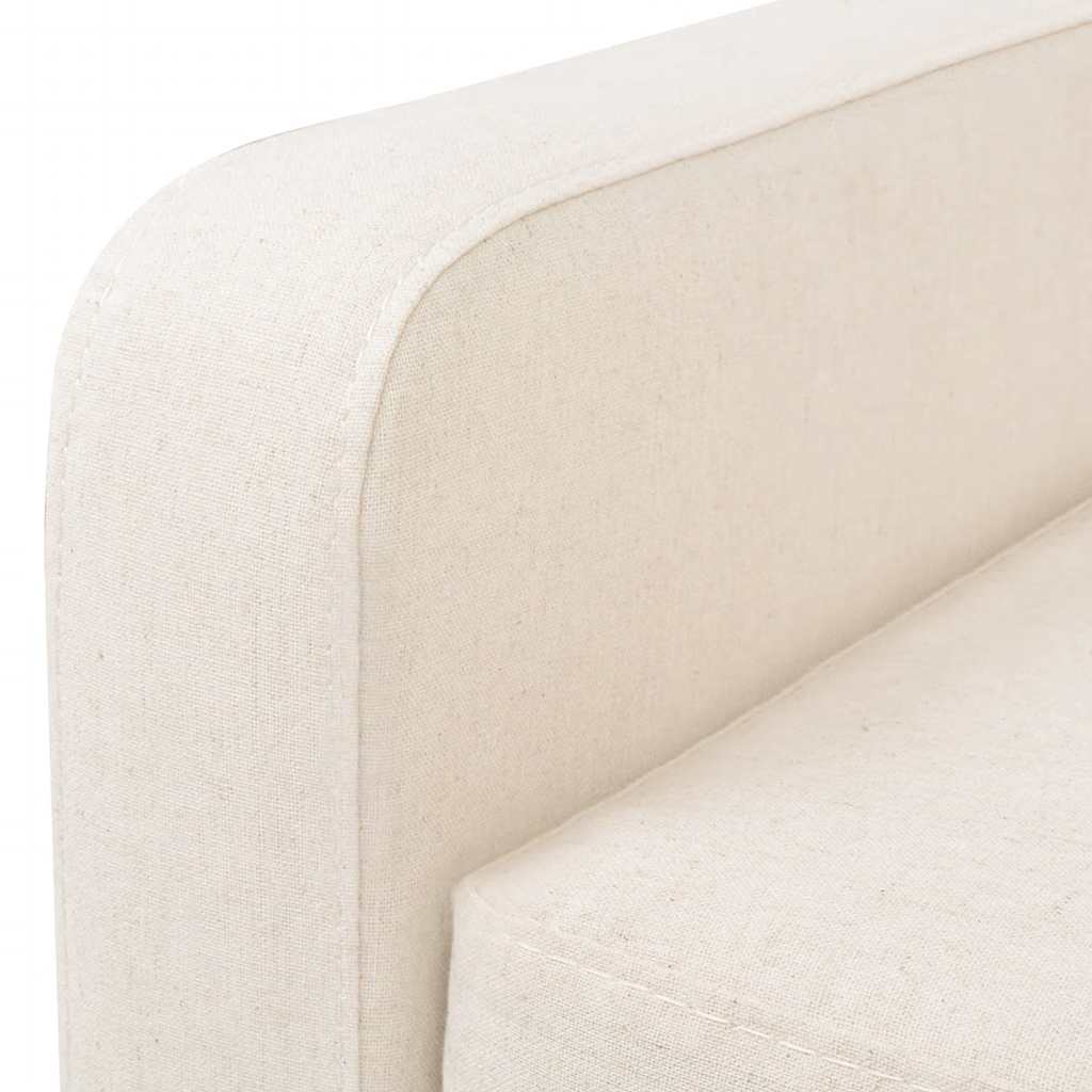 3-dijelni set sofa od tkanine krem bijeli