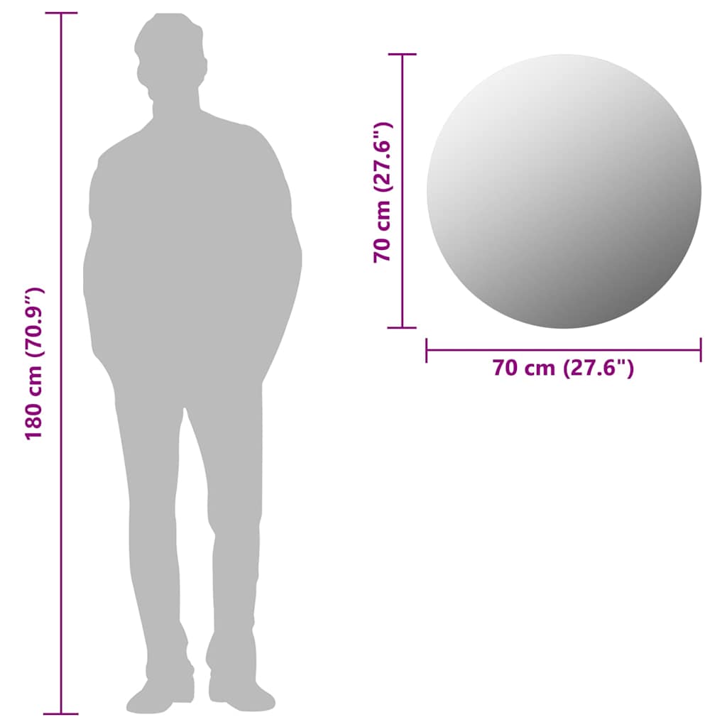 Zidno ogledalo 70 cm okruglo stakleno