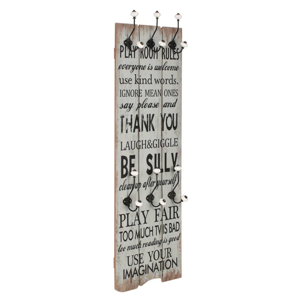 Zidna vješalica za kapute sa 6 kuka "THANK YOU" 120 x 40 cm