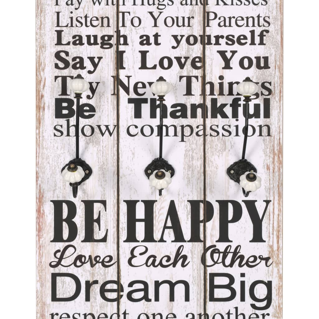 Zidna vješalica za kapute sa 6 kuka "FAMILY RULES" 120 x 40 cm
