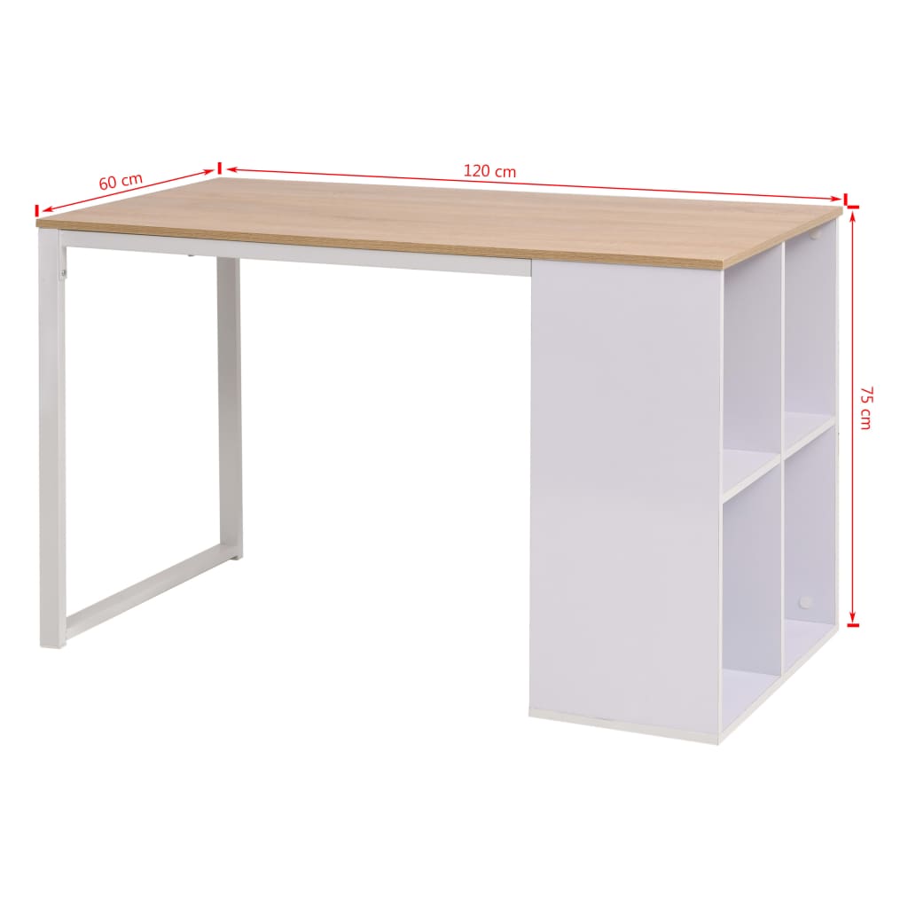 Pisaći stol 120 x 60 x 75 cm boja hrasta i bijela