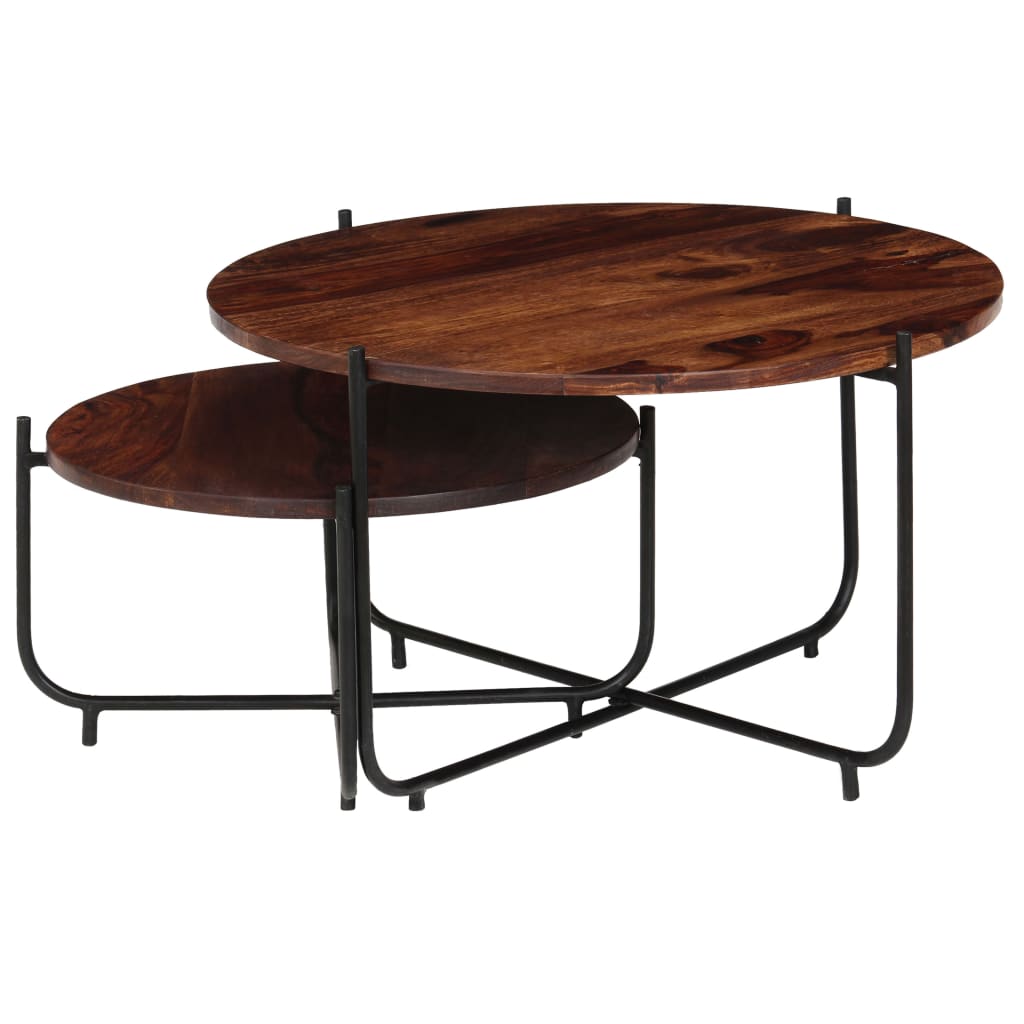 2-dijelni set stolića za kavu od masivnog drva akacije 60x35 cm