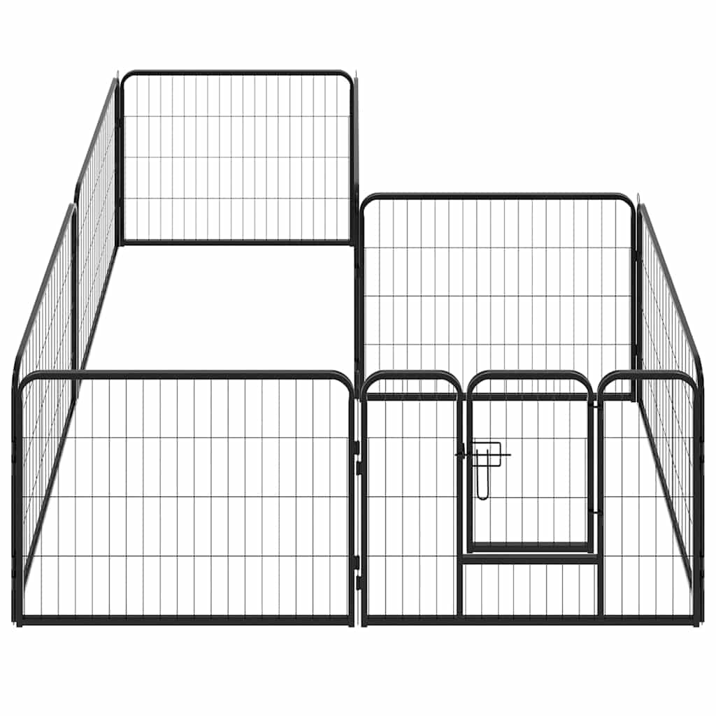 Ograda za pse s 8 ploča od čelika 60 x 80 cm crna