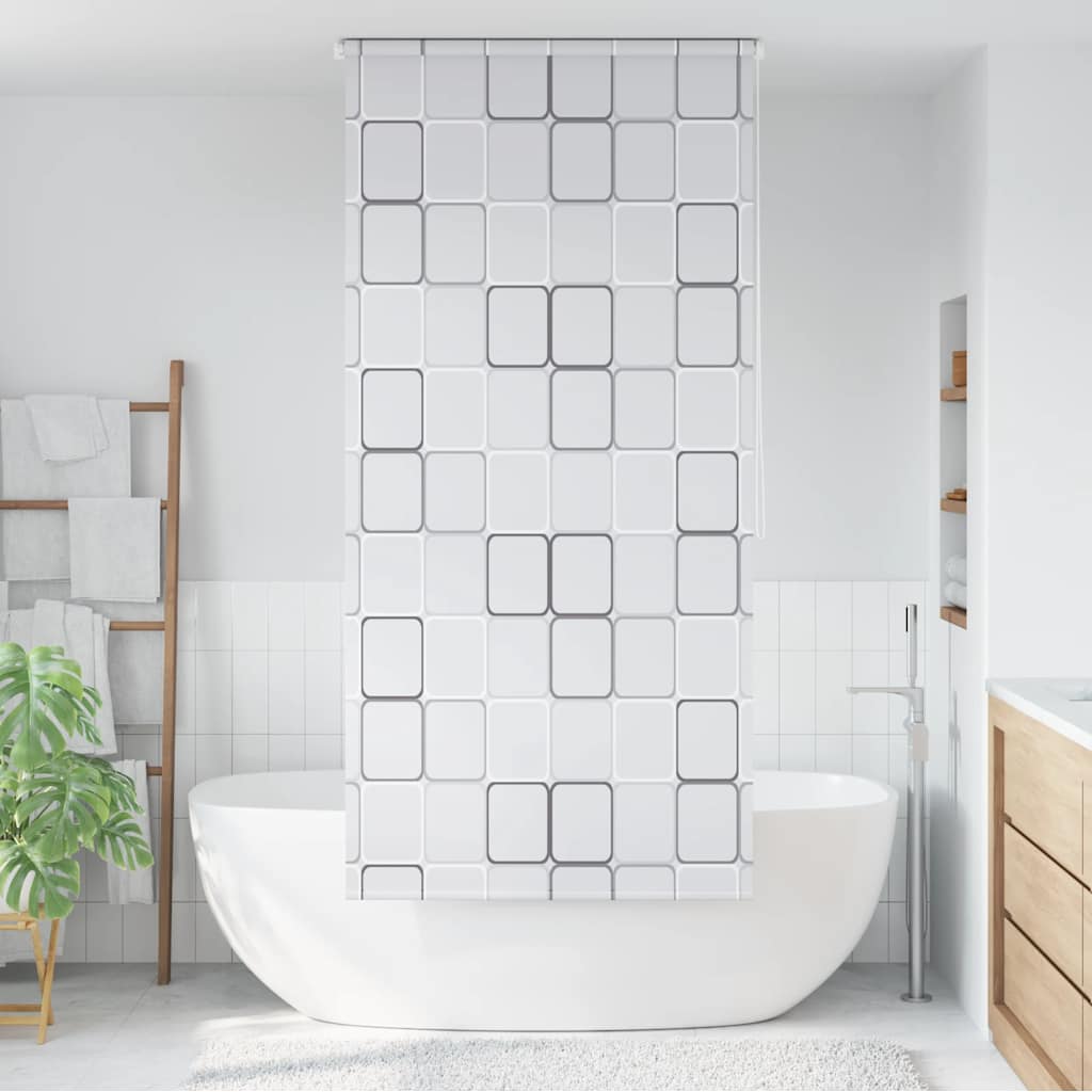 Roleta za tuš 100 x 240 cm s uzorkom kvadrata