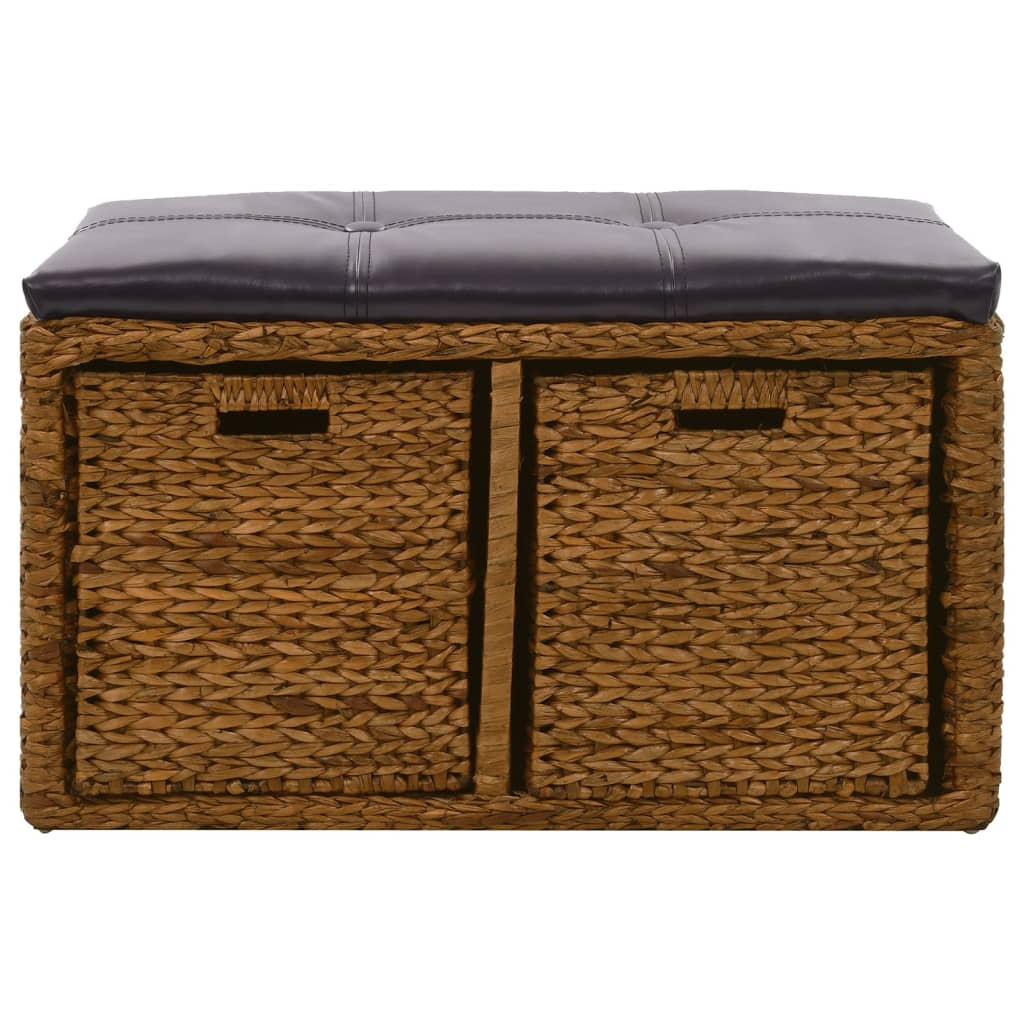 Klupa s 2 košare od morske trave 71 x 40 x 42 cm smeđa