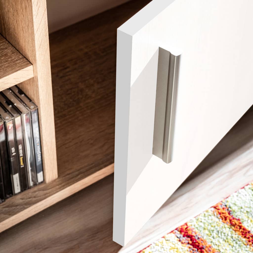 Zidni TV element s LED svjetlima boja hrasta sonome i bijela