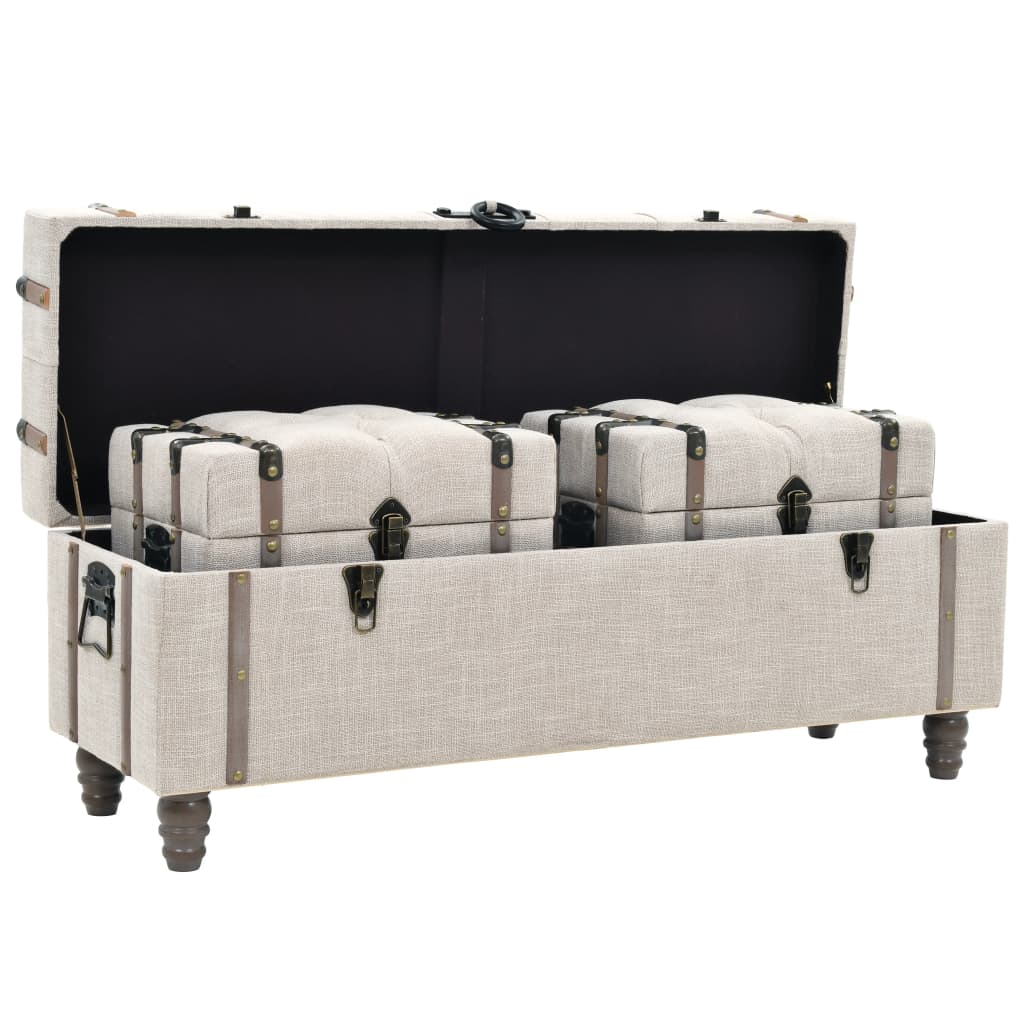 3-dijelni set klupa za pohranu 112x37x45 cm od drva i čelika