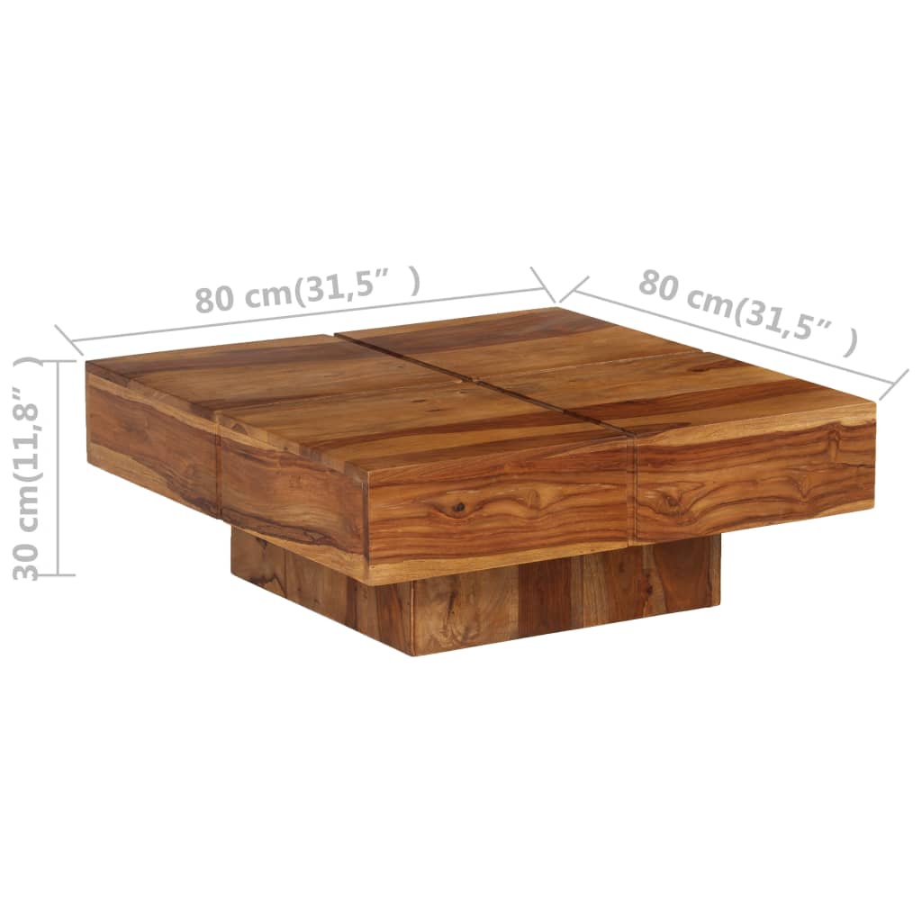 Stolić za kavu 80 x 80 x 30 cm od masivnog bagremovog drva