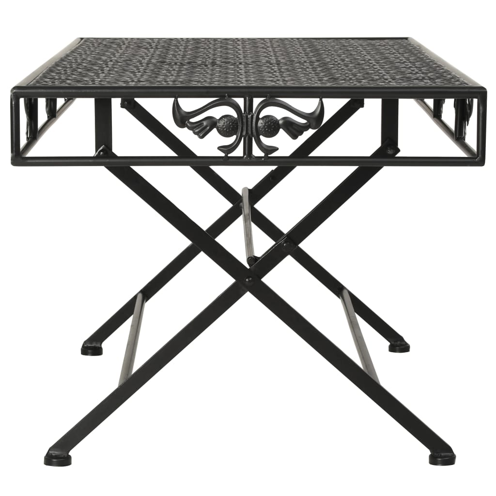 Sklopivi stolić za kavu od metala starinski 100x50x45 cm crni