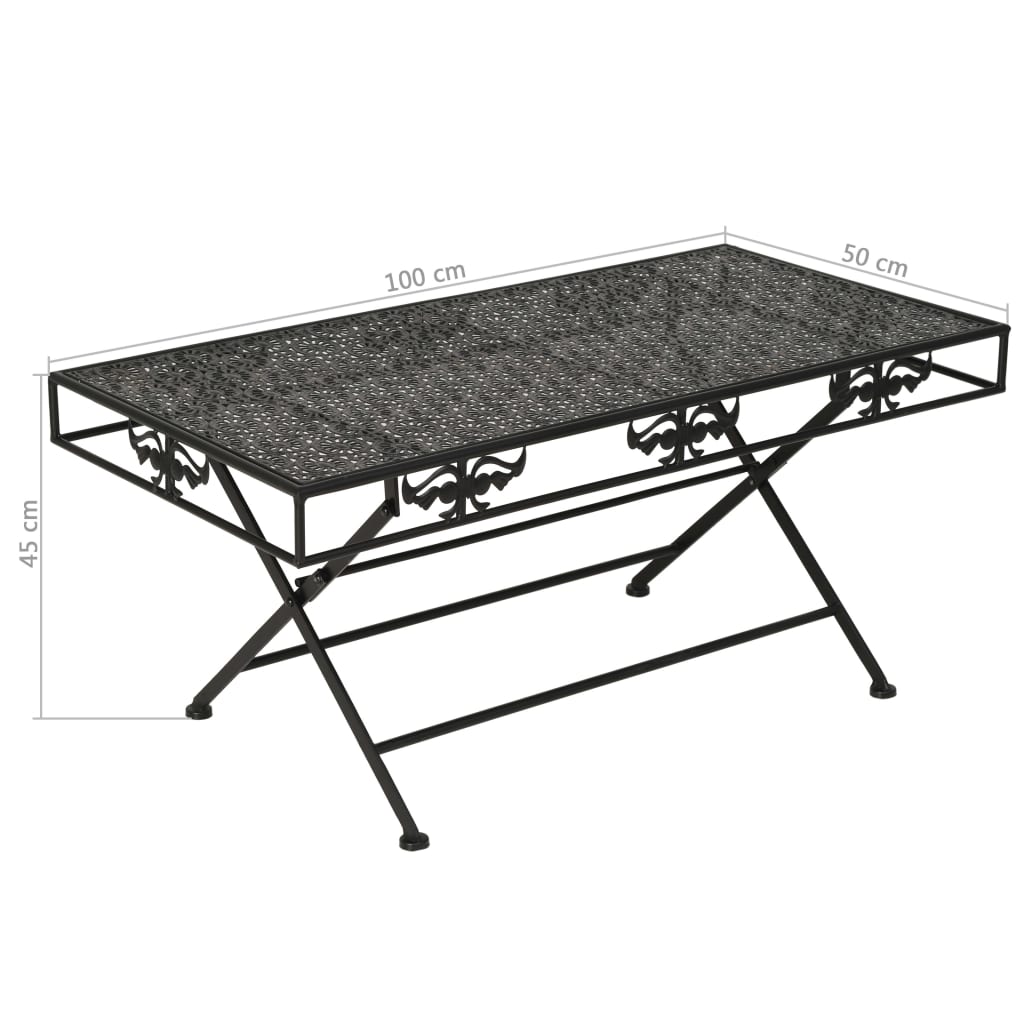 Sklopivi stolić za kavu od metala starinski 100x50x45 cm crni