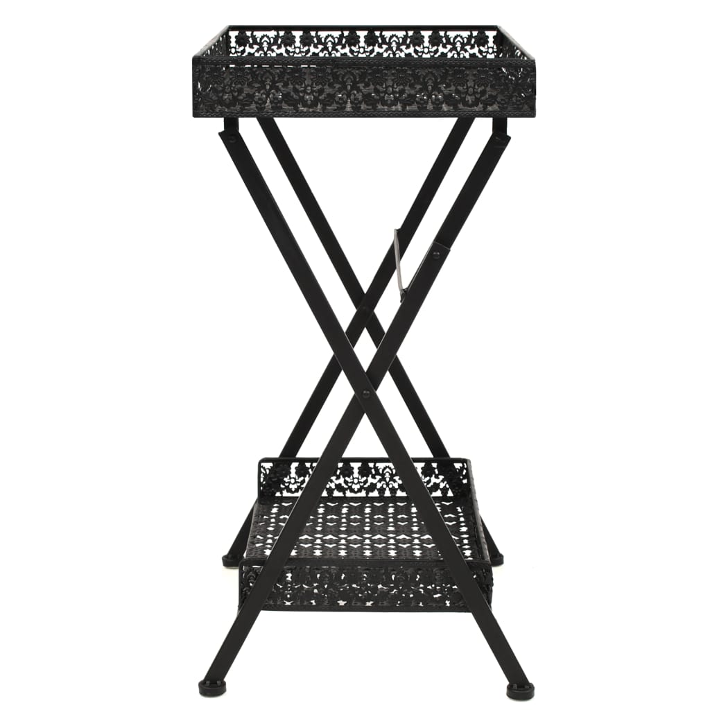 Sklopivi stolić za čaj starinski metalni 58 x 35 x 72 cm crni