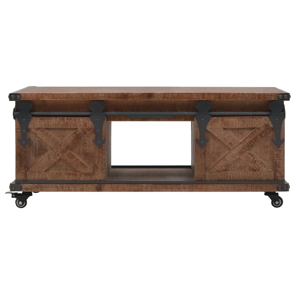 Stolić za kavu od masivne jelovine 91 x 51 x 38 cm smeđi
