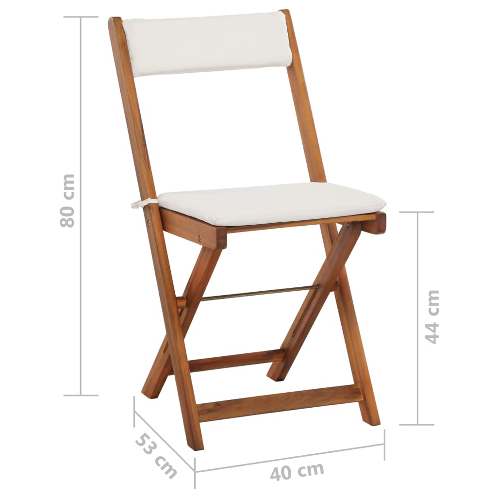 3-dijelni sklopivi bistro set od masivnog bagremovog drva