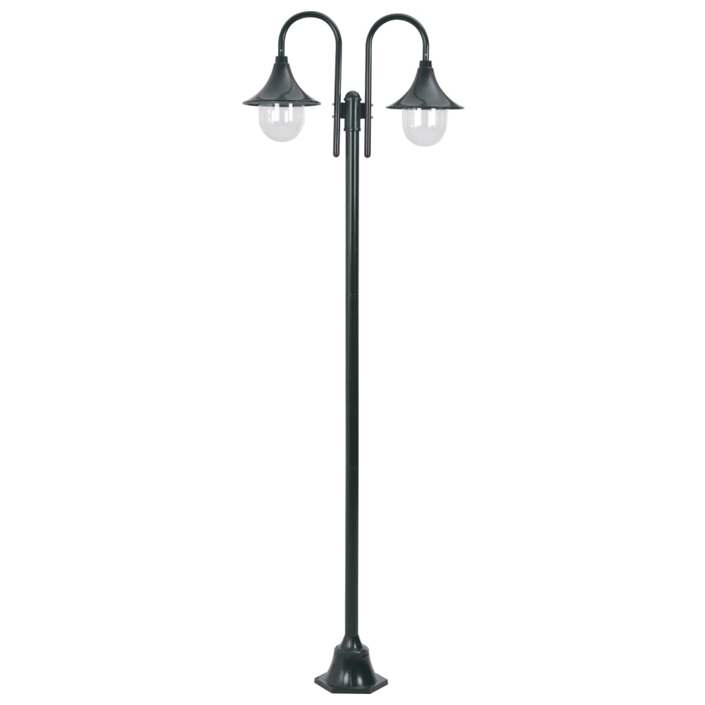 Vrtna dvostruka stupna svjetiljka od aluminija E27 220 cm tamno zelena