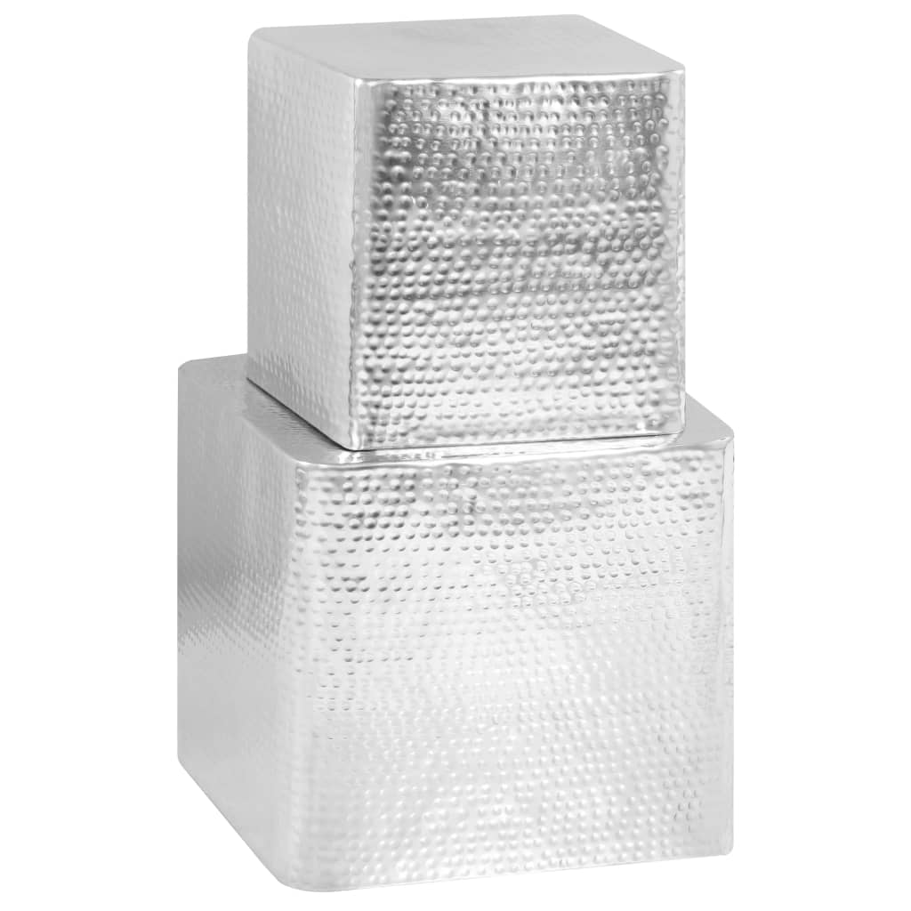 Stolići za kavu 2 kom srebrni aluminijski