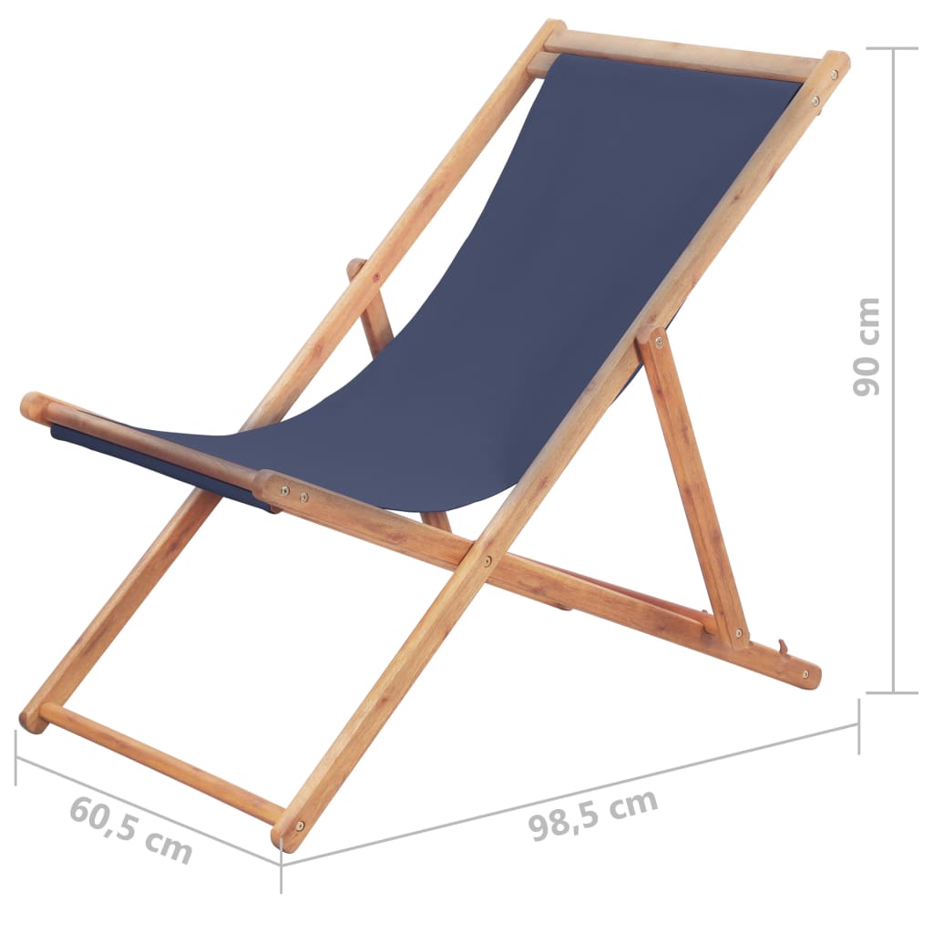 Sklopiva ležaljka za plažu od tkanine s drvenim okvirom plava