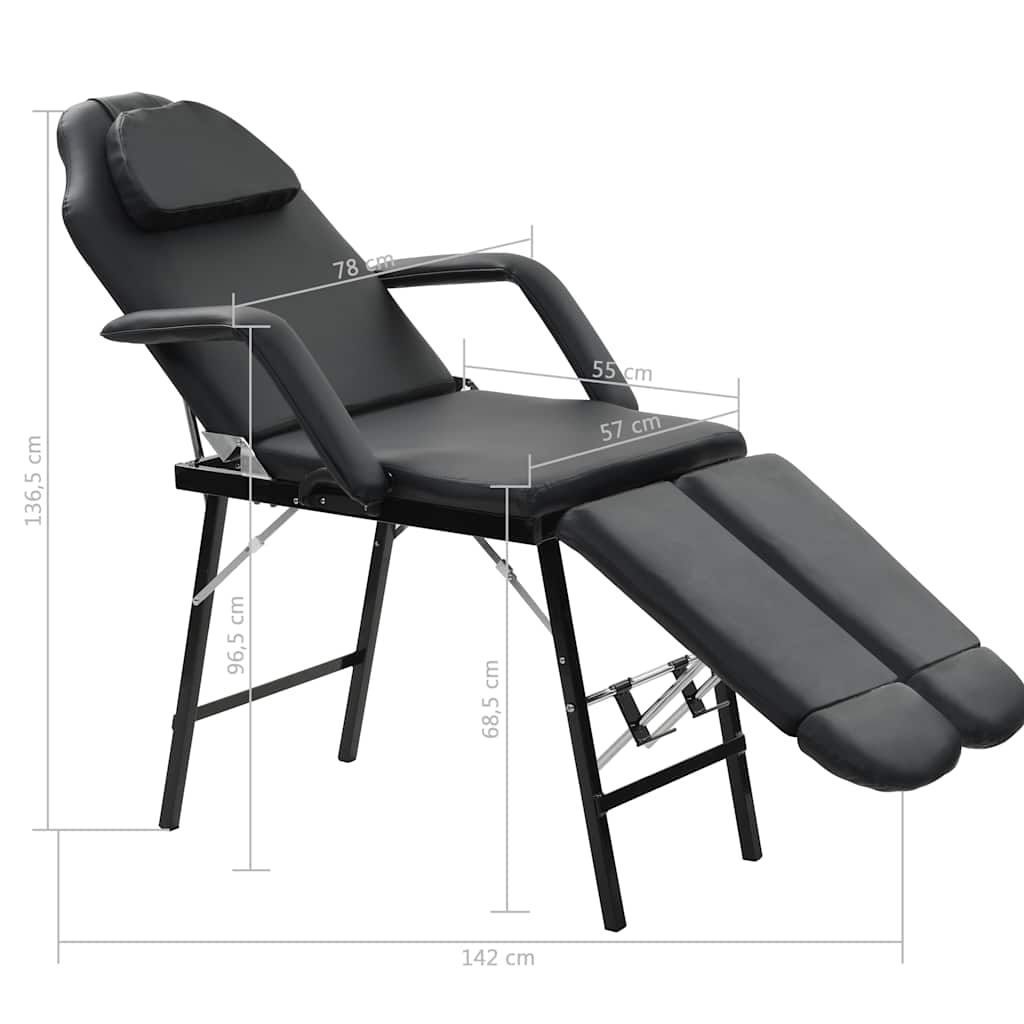 Prenosiva kozmetička stolica od umjetne kože 185 x 78 x 76 cm crna