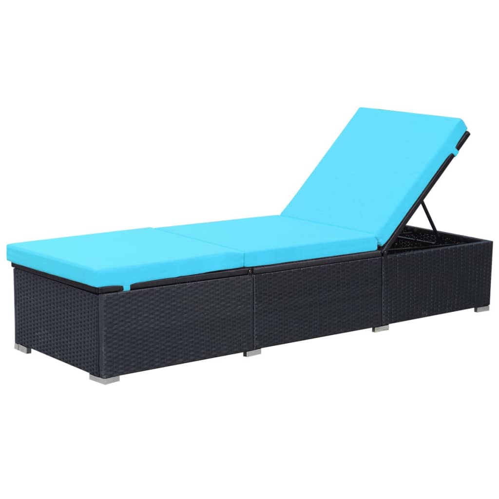 Ležaljka za sunčanje od poliratana s jastukom crna