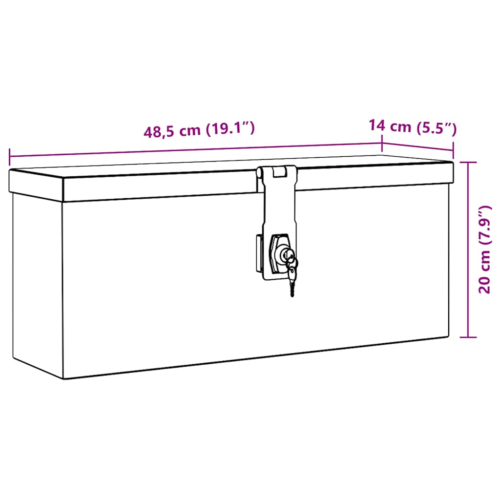 Aluminijska kutija 48,5 x 14 x 20 cm srebrna