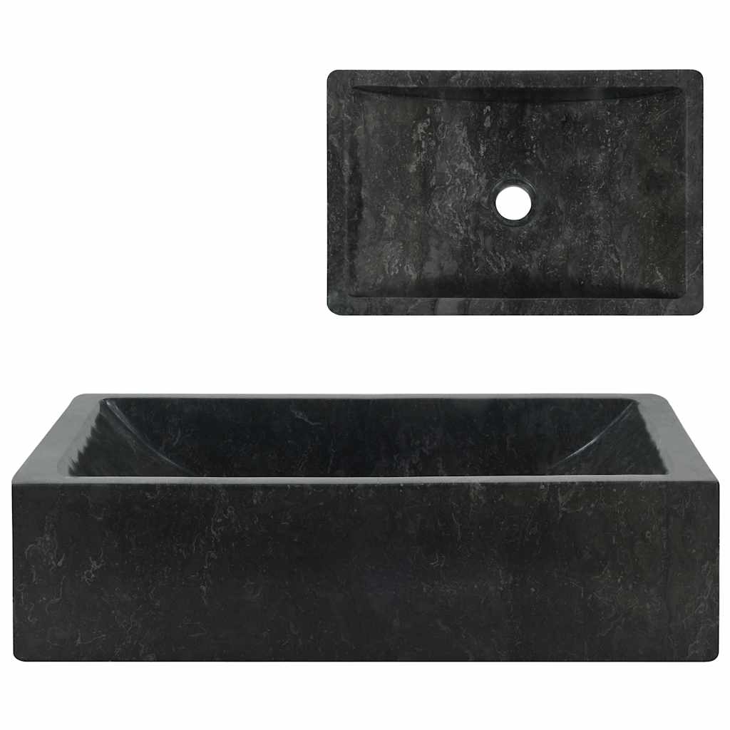 Umivaonik 45 x 30 x 12 cm mramorni visoki sjaj crni