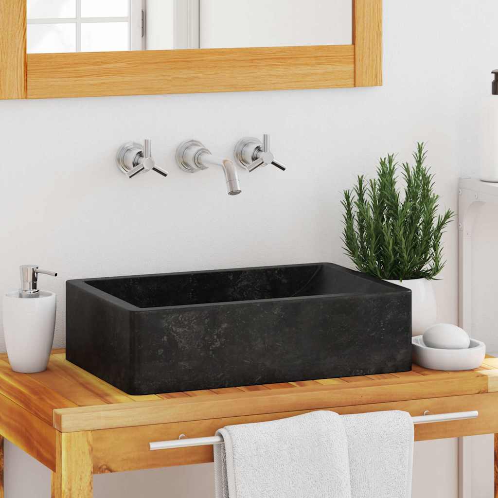 Umivaonik 45 x 30 x 12 cm mramorni visoki sjaj crni