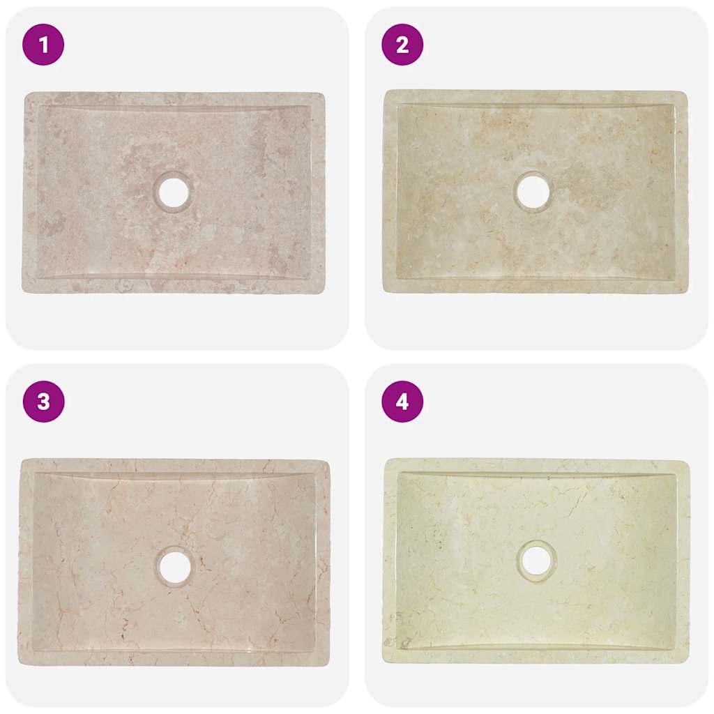 Umivaonik 45 x 30 x 12 cm mramorni visoki sjaj krem