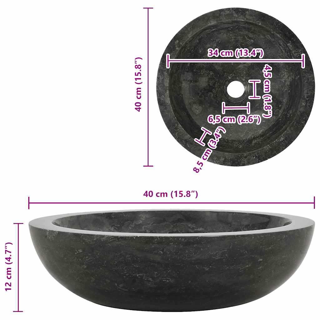 Umivaonik 40 x 12 cm mramorni crni