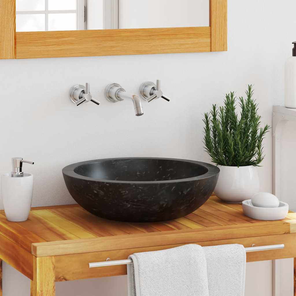 Umivaonik 40 x 12 cm mramorni crni