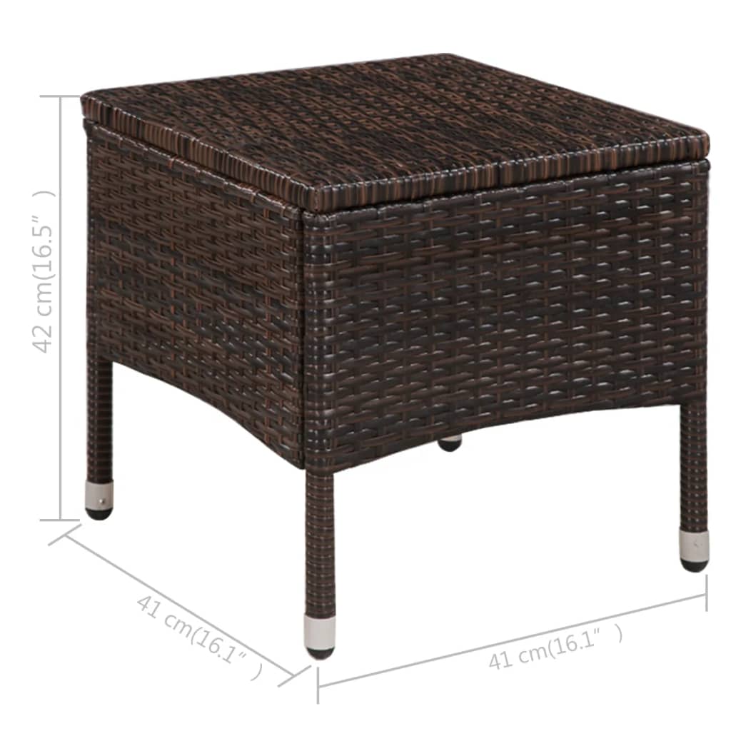 3-dijelni bistro set od poliratana smeđi