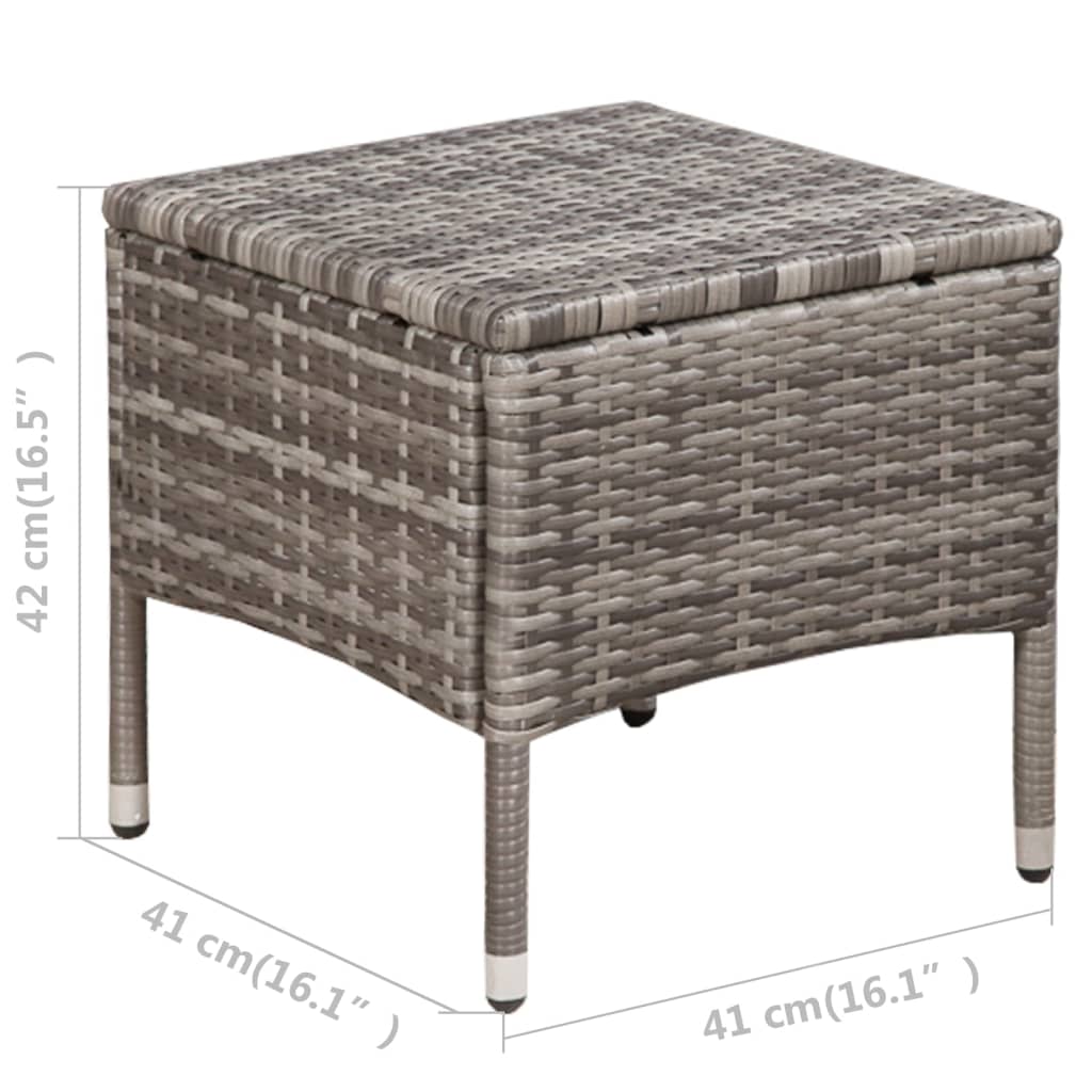 3-dijelni bistro set od poliratana sivi