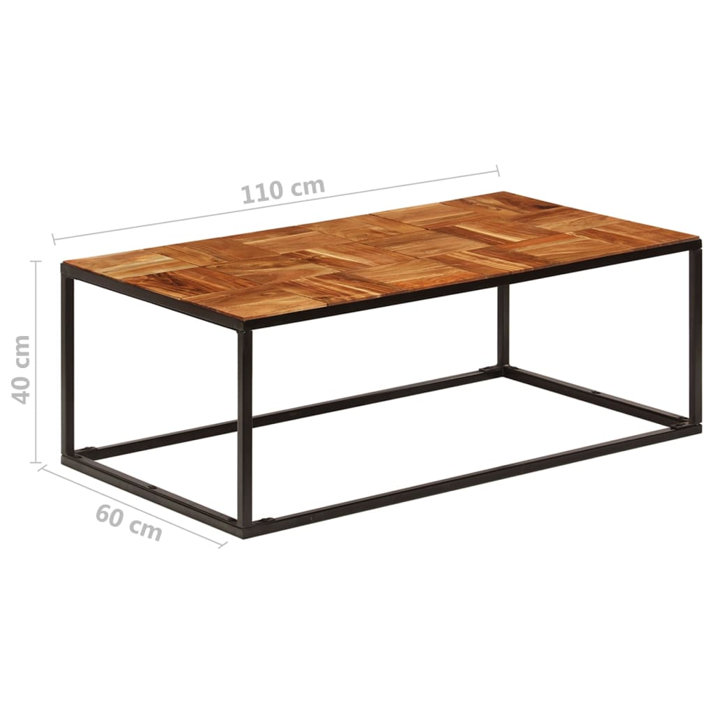 Stolić za kavu 110 x 60 x 40 cm od bagremovog drva i čelika