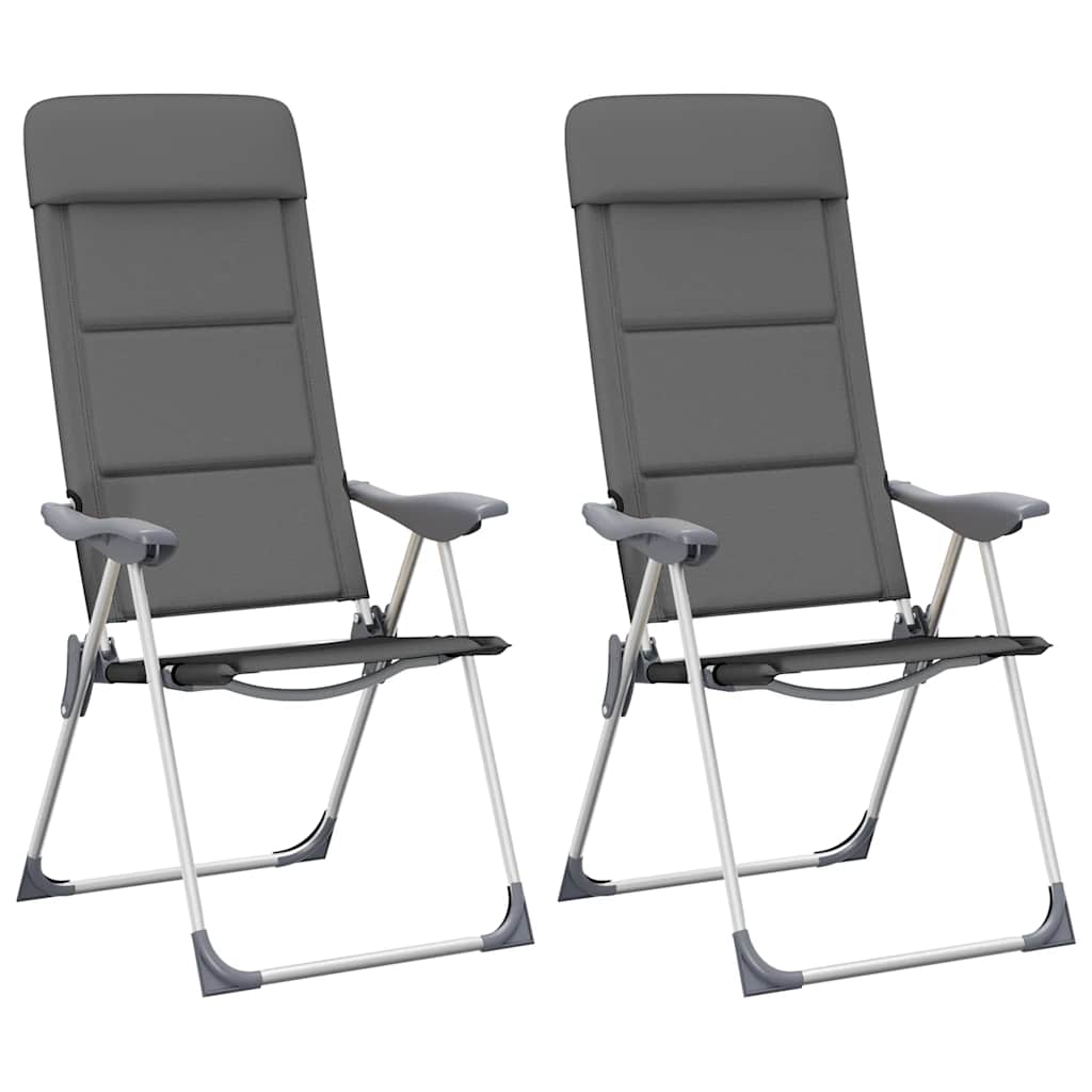 Stolice za kampiranje 2 kom sive 58 x 69 x 111 cm aluminijske
