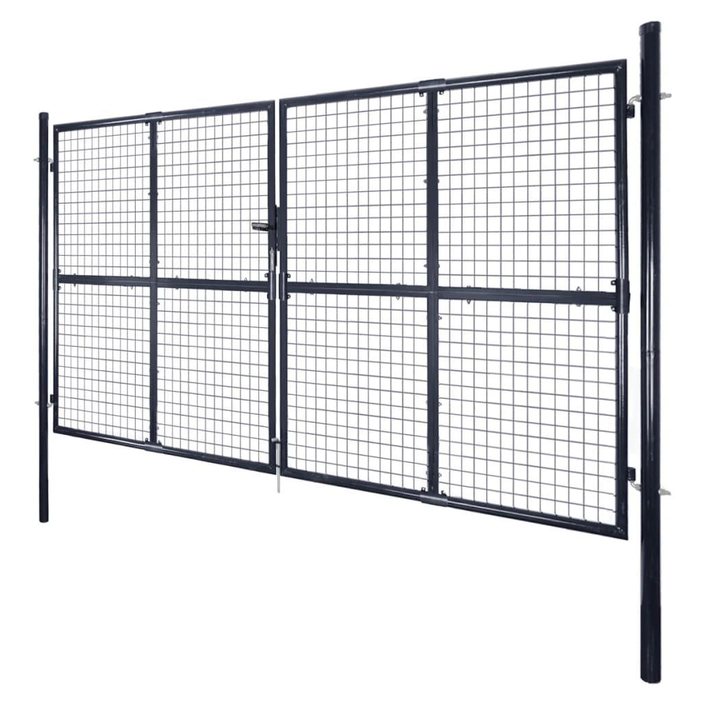 Mrežasta vrtna vrata od pocinčanog čelika 300 x 150 cm siva