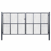 Vrtna vrata od mrežastog čelika 400x175 cm siva